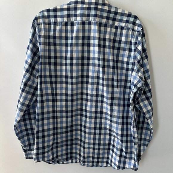 Express Blue & White Check Large 16-16.5 Fitted Men's Button Down Shirt - Picture 7 of 11